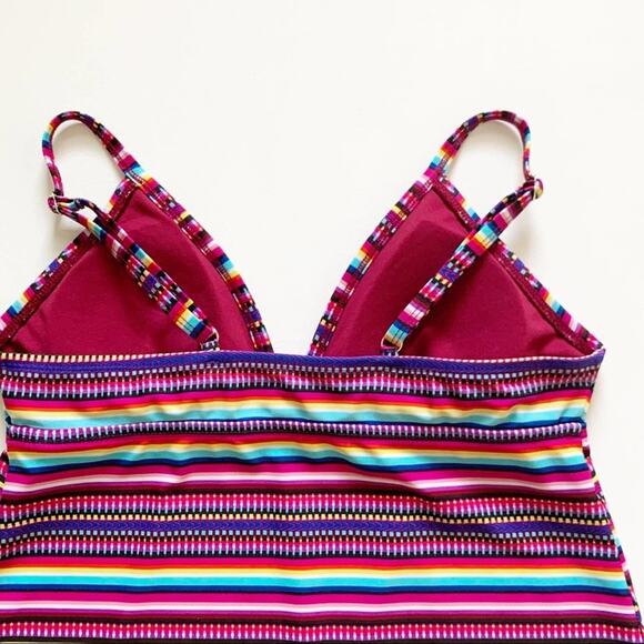 Mossimo Multicolored Striped Tankini Swim Top Size Small - Picture 5 of 12